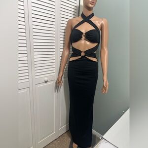 outcast formal dresses Two-Piece Long Prom Dress with Corset Top Dusty Blue / 2